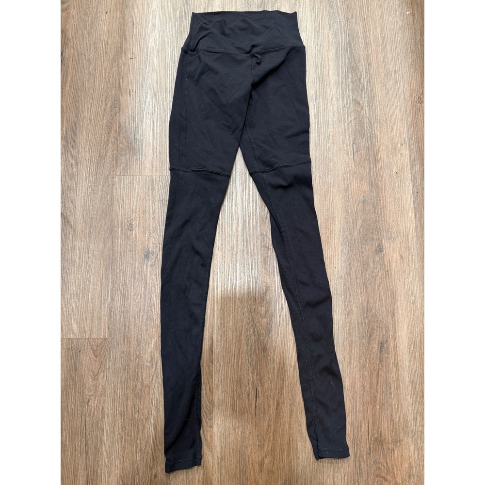 Alo Yoga Goddess High Waisted Ribbed Leggings Black Women XS W5424R